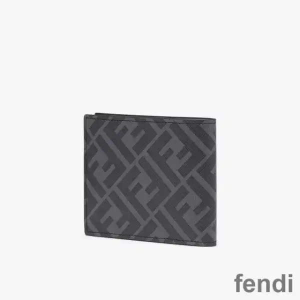 Cheap Fendi Bi-fold Wallet In ROMA Logo FF Motif Fabric Black