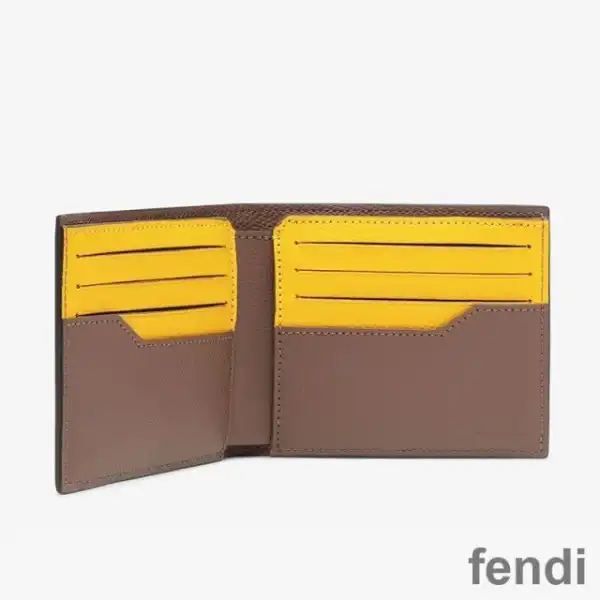 Cheap Fendi Bi-fold Wallet In ROMA Logo FF Motif Fabric Brown