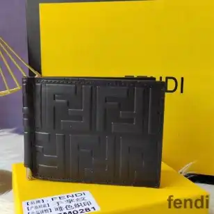 Fendi Bill Clip In FF Motif FF Motif Nappa Leather Black