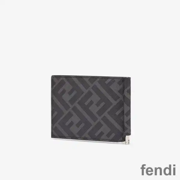 Cheap Fendi Bill Clip In FF Motif Fabric Black Yellow