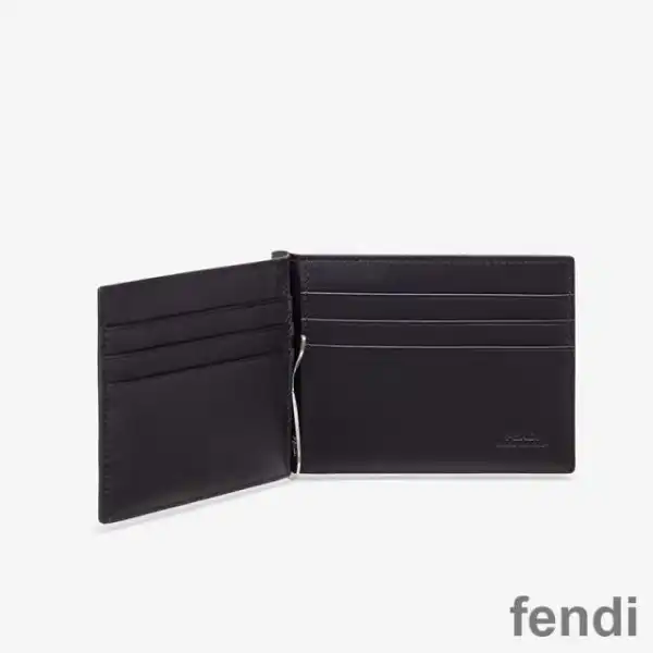 Cheap Fendi Bill Clip In FF Motif Fabric Brown Red