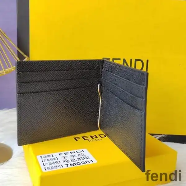 Cheap Fendi Bill Clip In ROMA Logo FF Motif Fabric Black