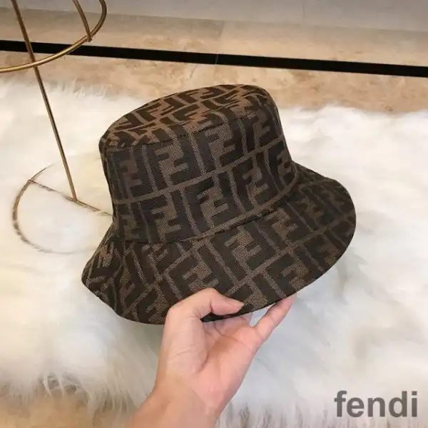 Affordable Fendi Bucket Hat In FF Motif Cotton Black