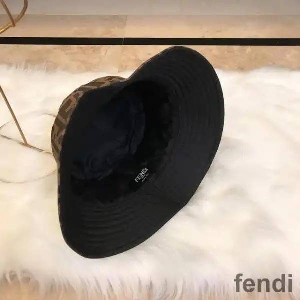 Affordable Fendi Bucket Hat In FF Motif Cotton Black