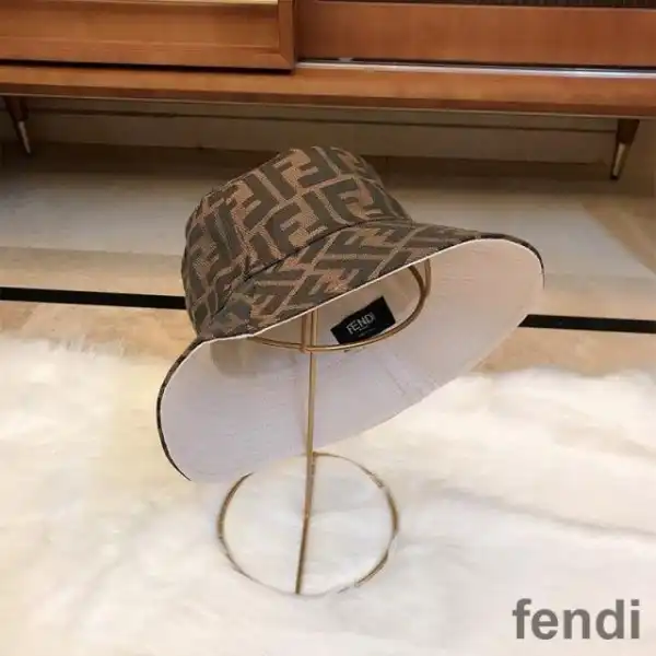 Cheap Fendi Bucket Hat In FF Motif Cotton White