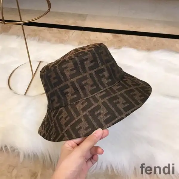 Cheap Fendi Bucket Hat In FF Motif Cotton White