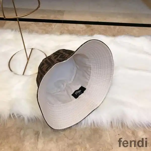 Cheap Fendi Bucket Hat In FF Motif Cotton White