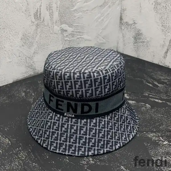 Cheap Fendi Bucket Hat In Fendi Roma and FF Motif Cotton Black