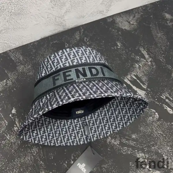 Cheap Fendi Bucket Hat In Fendi Roma and FF Motif Cotton Black