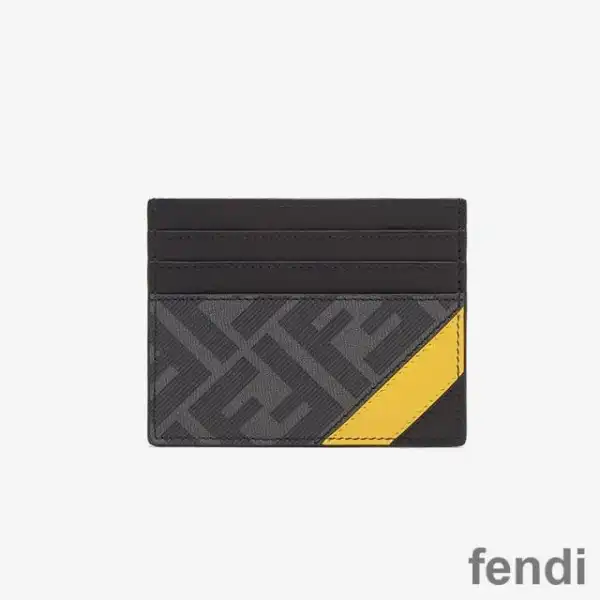 Affordable Fendi Card Holder In FF Motif Fabric Black Yellow