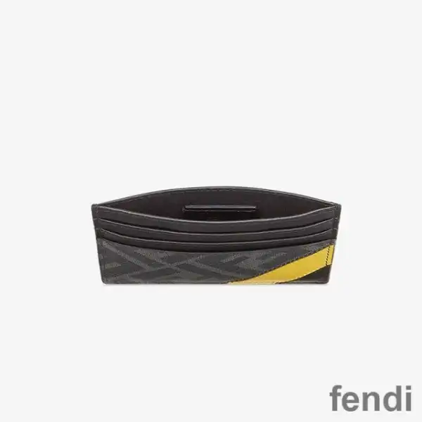 Affordable Fendi Card Holder In FF Motif Fabric Black Yellow