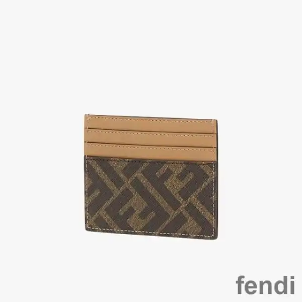 Affordable Fendi Card Holder In FF Motif Fabric Brown Black