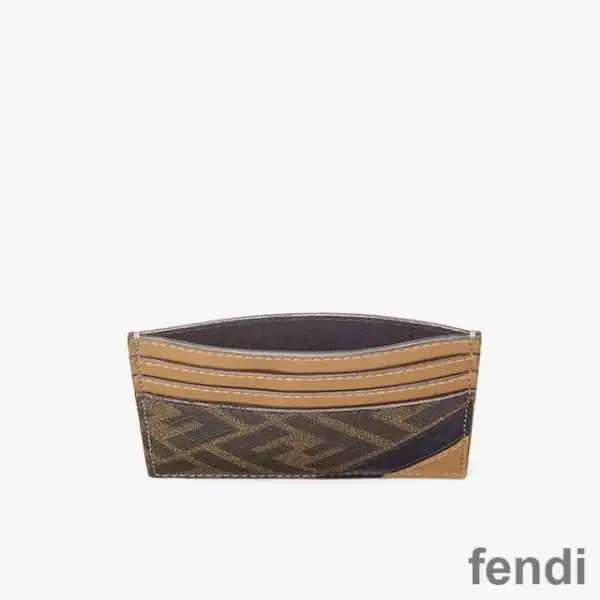 Affordable Fendi Card Holder In FF Motif Fabric Brown Black