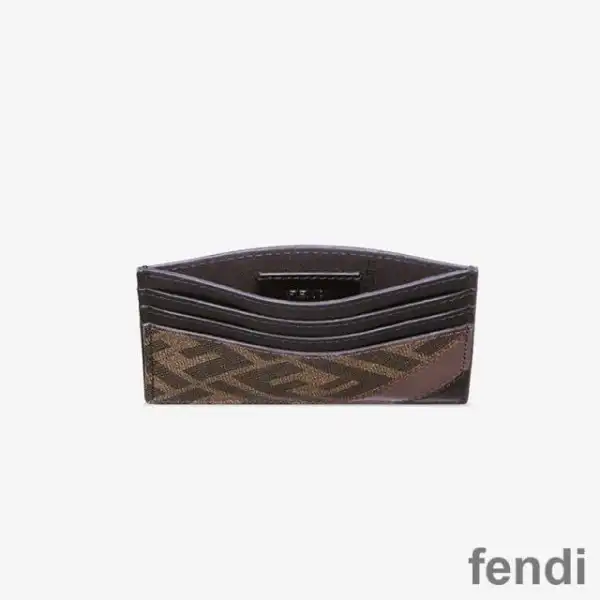 Affordable Fendi Card Holder In FF Motif Fabric Brown Coffee