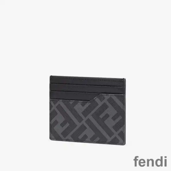 Affordable Fendi Card Holder In ROMA Logo FF Motif Fabric Black