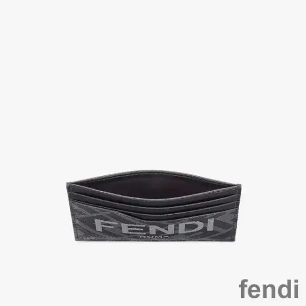 Affordable Fendi Card Holder In ROMA Logo FF Motif Fabric Black