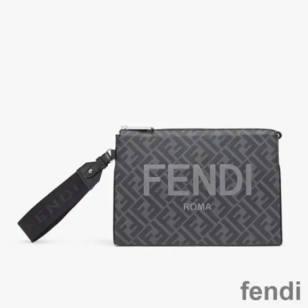 Affordable Fendi Clutch Pack In Roma Logo FF Motif Fabric Black