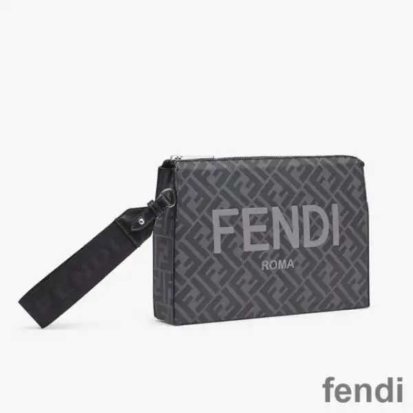 Affordable Fendi Clutch Pack In Roma Logo FF Motif Fabric Black