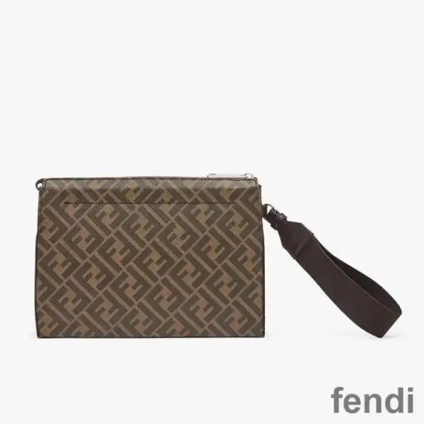 Affordable Fendi Clutch Pack In Roma Logo FF Motif Fabric Brown