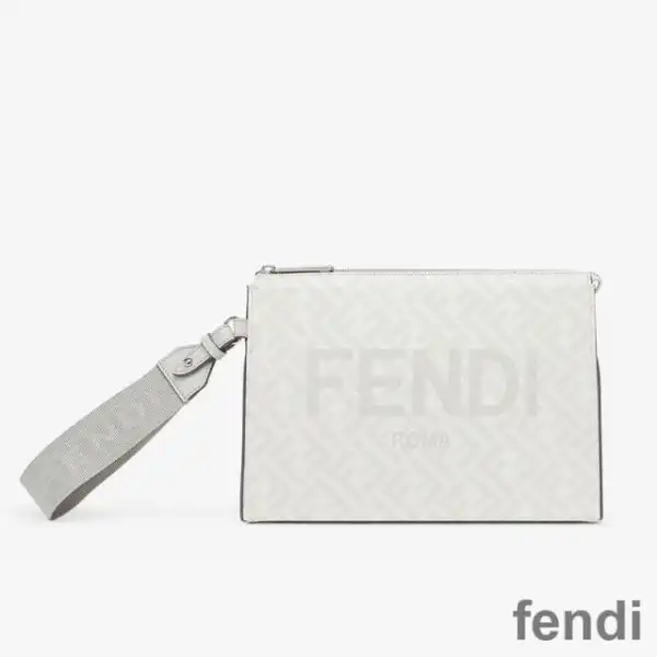 Affordable Fendi Clutch Pack In Roma Logo FF Motif Fabric White