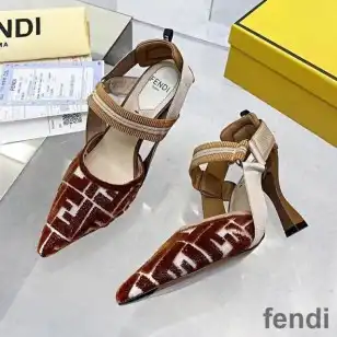 Fendi Colibri Slingback Pumps Women FF Motif Micromesh Brown