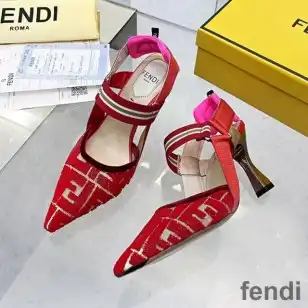 Fendi Colibri Slingback Pumps Women FF Motif Micromesh Red