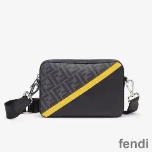 Fendi Compact Camera Case In FF Motif Fabric Black Yellow