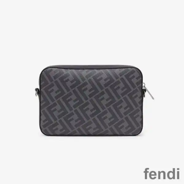 Affordable Fendi Compact Camera Case In FF Motif Fabric Black Yellow