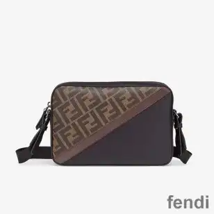 Fendi Compact Camera Case In FF Motif Fabric Brown Coffee