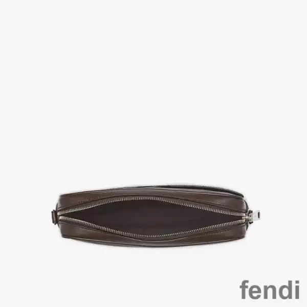 Affordable Fendi Compact Camera Case In ROMA Logo FF Motif Fabric Brown