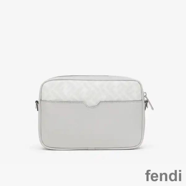 Affordable Fendi Compact Camera Case In ROMA Logo FF Motif Fabric White