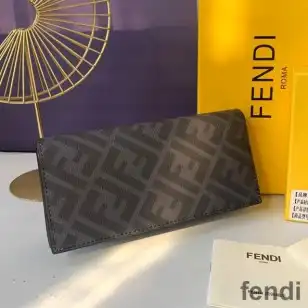 Fendi Continental Wallet In FF Motif Fabric Black