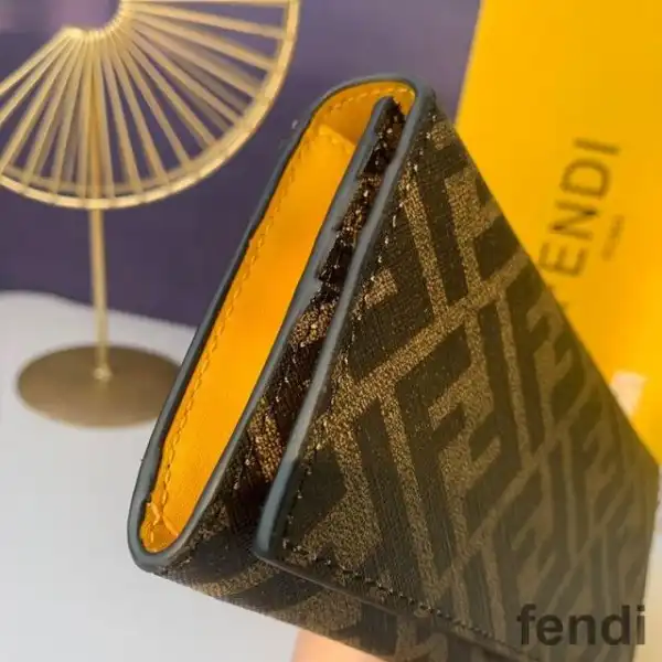 Affordable Fendi Continental Wallet In FF Motif Fabric Brown