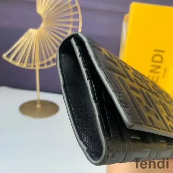 Affordable Fendi Continental Wallet In FF Motif Nappa Leather Black