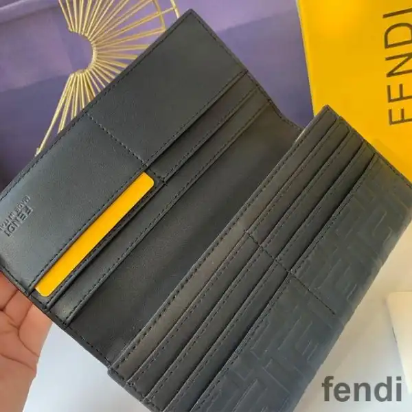 Affordable Fendi Continental Wallet In FF Motif Nappa Leather Black