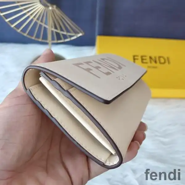 Cheap Fendi Continental Wallet In ROMA Logo Calf Leather White