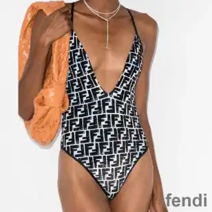 Fendi Crisscross Swimsuit Women Joshua Vides FF Motif Lycra Black