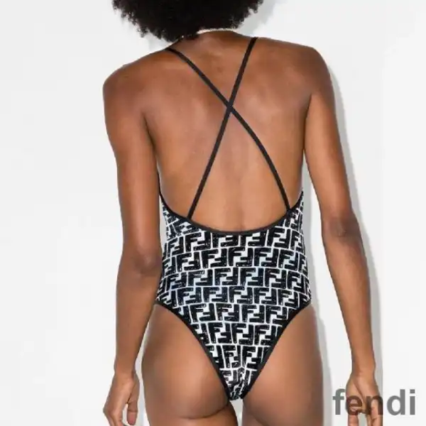 Affordable Fendi Crisscross Swimsuit Women Joshua Vides FF Motif Lycra Black