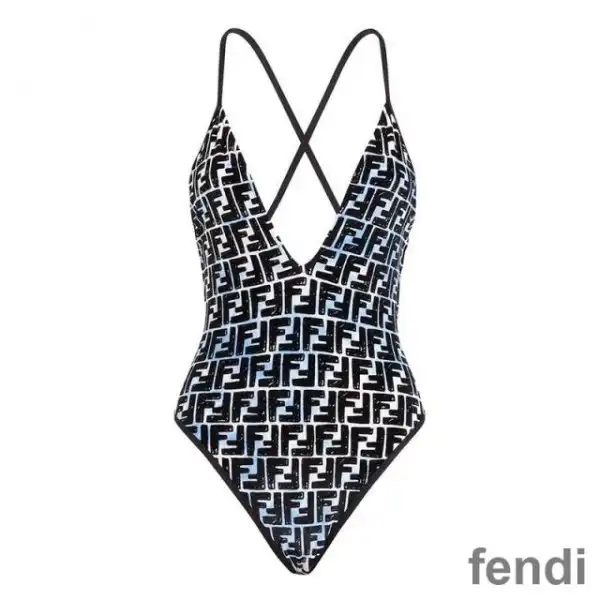 Affordable Fendi Crisscross Swimsuit Women Joshua Vides FF Motif Lycra Black