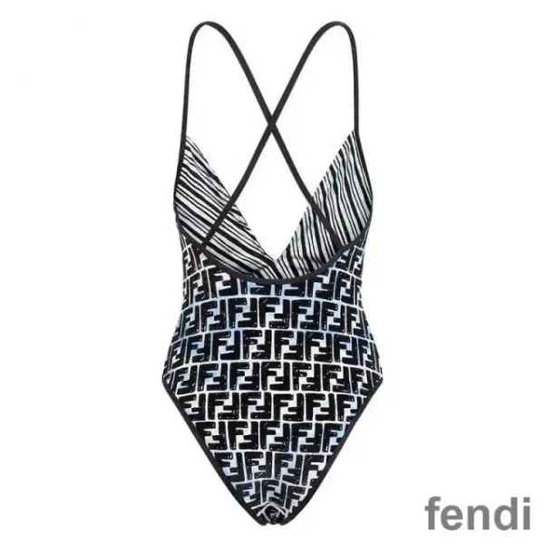 Affordable Fendi Crisscross Swimsuit Women Joshua Vides FF Motif Lycra Black