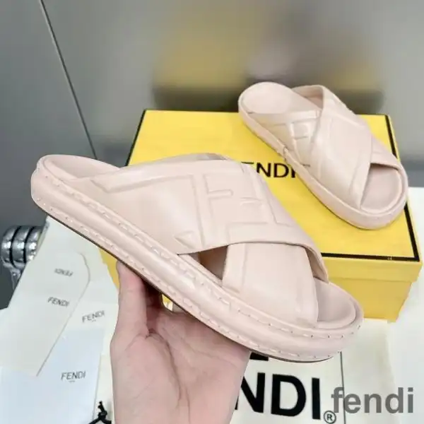 Cheap Fendi Crossover Slides Women FF Motif Leather Pink