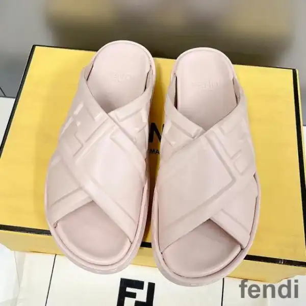 Cheap Fendi Crossover Slides Women FF Motif Leather Pink