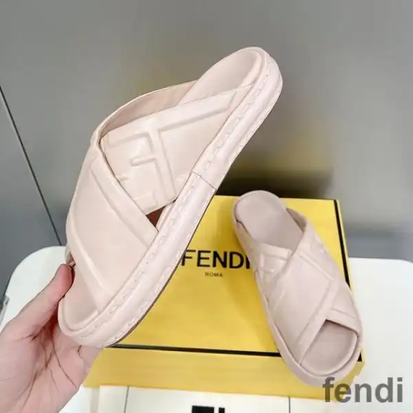 Cheap Fendi Crossover Slides Women FF Motif Leather Pink