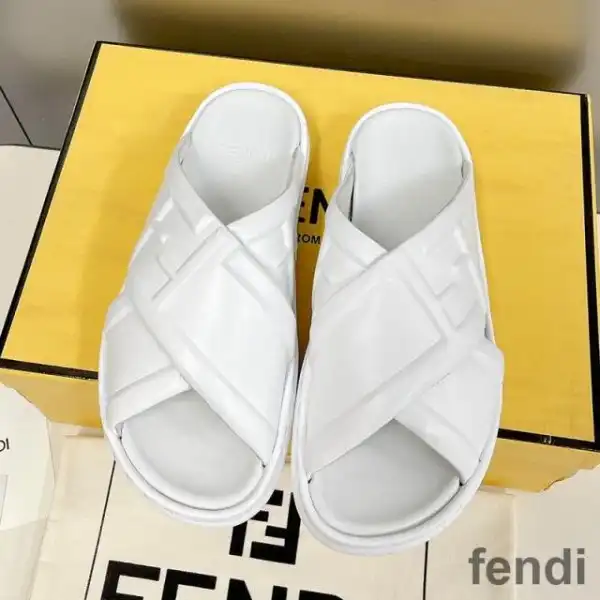 Affordable Fendi Crossover Slides Women FF Motif Leather White