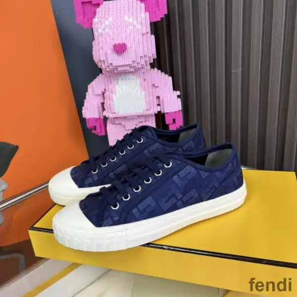 Affordable Fendi Domino Sneakers Unisex FF Motif Fabric Blue