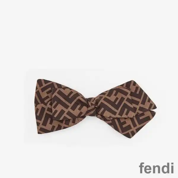 Cheap Fendi FF Bow Hair Clip In Silk Brown