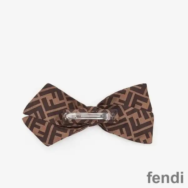 Cheap Fendi FF Bow Hair Clip In Silk Brown