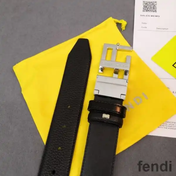 Affordable Fendi FF Buckle Reversible Belt In Calf Leather Black