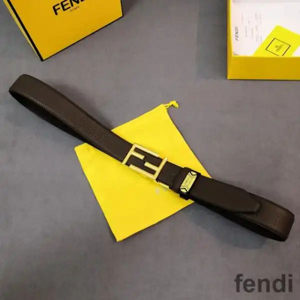 Cheap Fendi FF Buckle Reversible Belt In Calf Leather Coffee