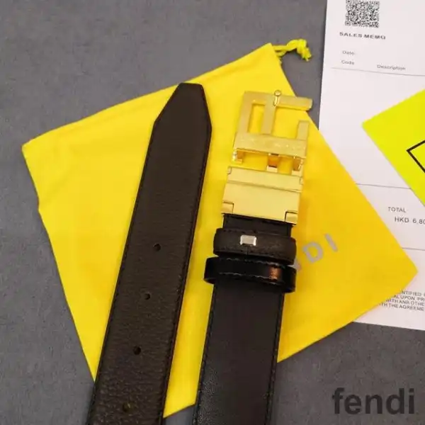 Cheap Fendi FF Buckle Reversible Belt In Calf Leather Coffee